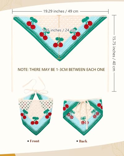 AWAYTR Crochet Head Scarf Hair Bandanas Women Knit Bandana Headband Scarf Tie-Back Head Coverings Floral Headscarf - color: Cherry - Orange + Blue