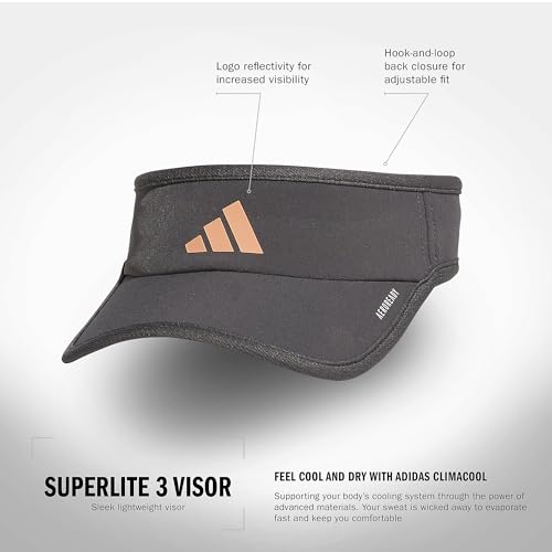 adidas Women's Superlite Visor – Lightweight Moisture-Wicking Running Tennis Hat - color: Grey Six/Rose Gold/3