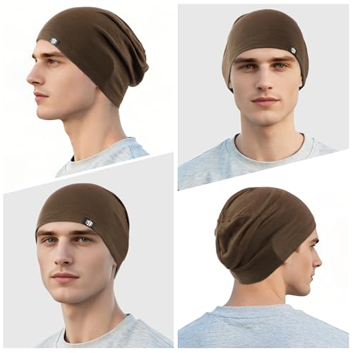 WTACTFUL 3 Pieces Cooling Skull Caps for Men & Women - Soft & Breathable Cycling Cap for Summer - color: Black+white+brown