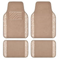 CAR PASS Bling Car Mats Shining Diamond Carpet Crystal Rhinestones Sparkly Glitter Floor Mats with Anti-Slip PVC Heel Pad Universal Fit for Automotive SUV, Sedan, Car, Van, 4pcs for Girl Women, Beige - color: Beige