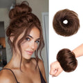 Messy Bun Hair Pieces for Updos 100% Real Human Chignons Scrunchies Hair Buns Stretchy Fluffy Faux Buns Wig Hairpiece Elastic Band Hairbun Donut Hair Bun Extensions for Women Chestnut Brown - color: Chestnut Brown