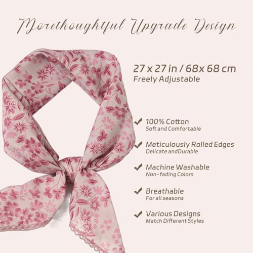Cotton Bandana,Large Bandanas for Women,Head Coverings for Women,Head Scarf Handkerchief, Square Headband 27" x 27" - color: 27-06-plum-pink