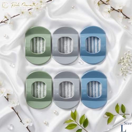 RC ROCHE 6 Pcs Flat Claw Hair Clips for Women Thick Hair French Round Duckbill Square Secure Strong Hold Grip Clamps Barrettes Curved No Slip No Crease Styling Cute Jumbo XL, Large Whispers of Earth - color: (Large) Whispers of Earth