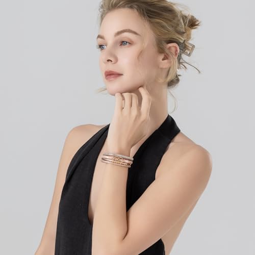 FANCY SHINY Boho Leather Wrap Bracelet Stackable Infinity Chunky Cuff Bracelets Western Hippie Outfits Jewelry Valentine Gifts for Women - color: Shiny Pink