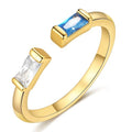 TOBENY Gold Birthstone Rings for Women 14K Gold Plated Adjustable Rings Non Tarnish Gold Stackable Rings Dainty Emerald Green Cubic Zirconia Ring for Mother Daughter Birthday Jewelry Gifts - color: Apr+Dec