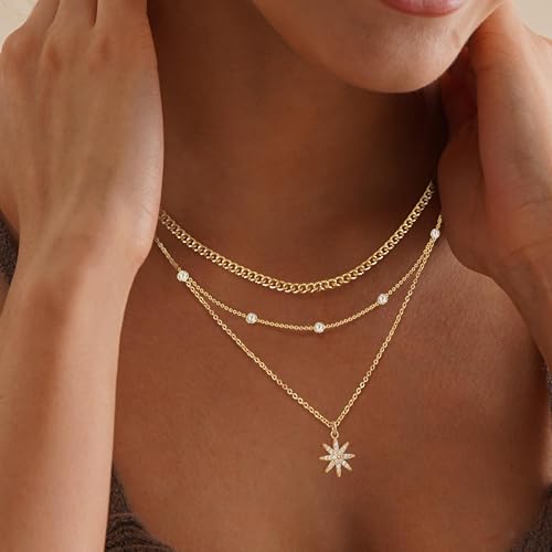 XIXINI Layered Necklaces for Women, Dainty Gold Necklace Stack 14k Gold Plated Layering Beads Choker Pendant Necklace Set Simple Statement Gold Necklaces for Women Trendy Fashion Gold Jewelry Sets - color: set4-Gold