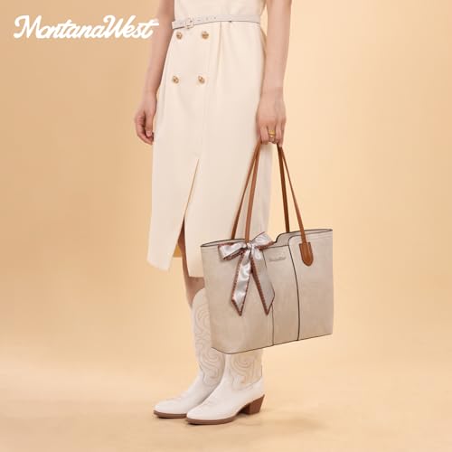 Montana West Tote Bags for Women Top Handle Satchel Purses - color: Ivory Beige