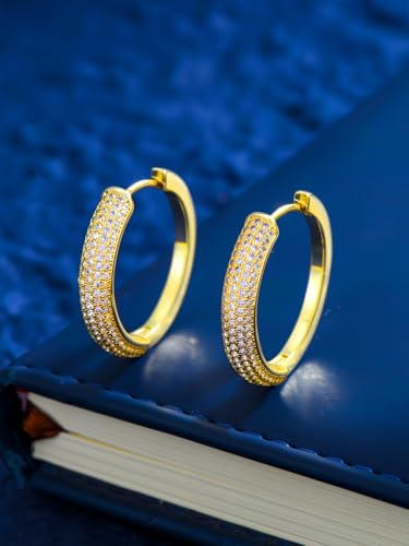 14K Gold Hoop Earrings for Women Hypoallergenic Lightweight Gold Huggie Hoop Earring Jewelry Gift - style: D-25mm