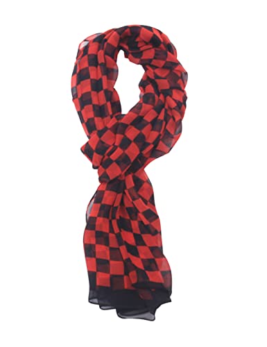 PANTONIGHT Long Chiffon Fashion Scarf Lightweight Chiffon Sheer for women - color: Red Black