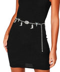 XZQTIVE Women Boho Chain Belts For Dresses Jeans Western Cowgirl Waist Links Belt Adjustable Metal Concho Belt - size: Fit Waist upto 46inches, style: Bull Buckle Silver