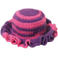 KORADI Womens Crochet Bucket Hat Ruffled Brim Knitted Hats Winter Boho Handmade Caps - color: Purple&pink