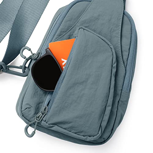 ODODOS Sling Bag with Adjustable Straps Crossbody Chest Bag Lightweight Backpack for Casual Traveling Hiking - color: Teal Blue