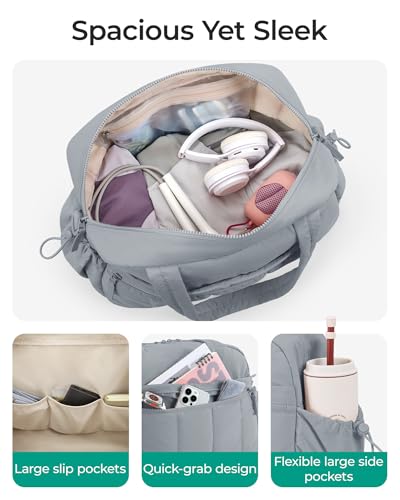 BAGSMART Gym Bag for Women, Duffle Bag for Travel with Wet Pocket, Lightweight Carry on Weekender Duffel, Water Resistant - color: Gray, size: Medium