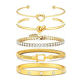 18 K Gold Plated Love Bangle Bracelet Stack Cuff Jewelry for Women Jewelry Set for Women Gift with Box - style: style7