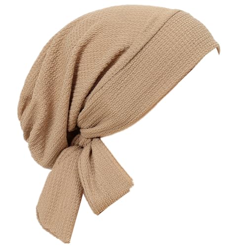 YYAOJHAO Pre Tied Bandanas Headscarf for Women - Solid Wave Chemotherapy Caps Headwrap Chemo Turban Headwear Hats - color: Khaki