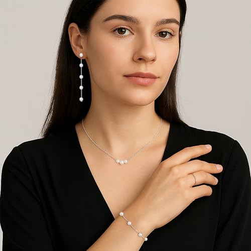 Trinckle Pearl Necklaces for Women, Gold Pearl Choker Single Pendant Necklace Layered Daisy Jewelry for Prom Birthday Gifts, Prom Wedding Strands for Bride Bridesmaids as Beach Summer Accessories - style: Silver necklace