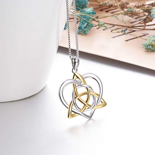 Celtic Jewelry Necklace Gifts Sterling Silver Good Luck Irish Vintage Triquetra Trinity Celtics Love Knot Pendant Necklace Christmas Gifts for Women Mother - style: Celtic necklace-Golden