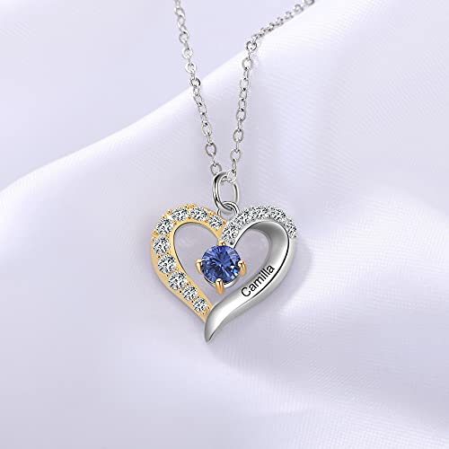 GLAMCARAT Personalized Mothers Necklace with Birthstones customized jewelry - style: 1 stone & 1 name