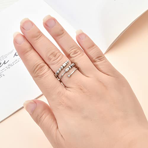 Morse Code Rings for Women, Stainless Steel Spinner Ring Fidget Rings for Anxiety Ring Morse Code Rings Inspirational Gifts Jewelry Women Birthday Graduation Gifts for Best Friends - style: 28 Breathe