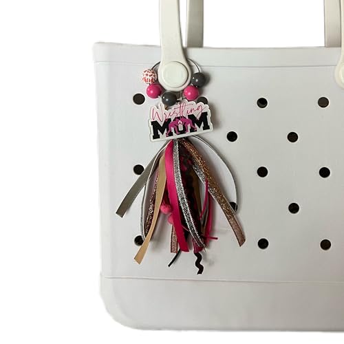 Baseball Softball Soccer Football Volleyball Sports Mom Charms for Bogg Bag Accessories Tassel Backpack Gifts - style: Wrestling Mom