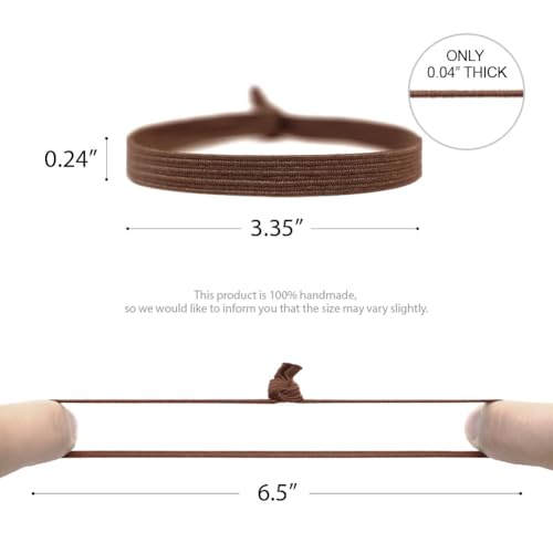HAVHAF Knotted Mens Hair Ties For Men 8pcs (Thin, Cognac) - No damage Crease Breakage Man Bun Hair Tie Men with Long Hair For Curly Thick Elastic Hair Ties For Guys | Perfect hairtie - color: Cognac
