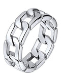 U7 Stainless Steel Mens Rings,7mm Gold/Black/Silver Chain Rings Fidget Spinner Ring Anxiety Ring for Men Women,Size 6-14 - color: 316L Stainless