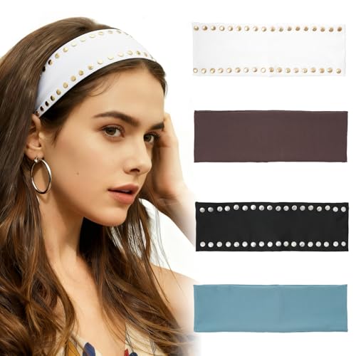 Aranya Women’s Headbands 5pcs / 4pcs – Soft Stretchy Fabric Headbands for Everyday Wear, Yoga, Workout & Fashion Outfits Gifts for Women – Multiple Styles Available (Studded Collection) - color: Studded Collection