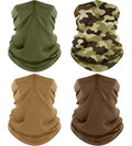 ROXUN 4 Pack Neck Gaiter, Cooling Breathable Face Mask UV Protection Scarf Hiking Bandana for Men/Women - color: Army Green+sand+brown+green Camo