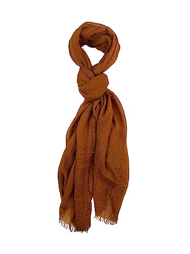 Humble Hilo Womens Woven Bohemian Style Gauze Scarf,Shawl, Head Wrap Fringed Edge Lightweight, Long Folds Small - color: Brown