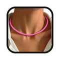 Boho Beaded Choker Necklace Colorful Short Necklaces Summer Beach Necklaces Jewelry for Women - color: Pink