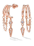 MUMREUES Gold Earrings for Women Trendy 14K Gold Plated Dangle Earrings Small Hoop Huggie Drop Stud Earrings Cubic Zirconia Simple Minimalist Dainty Chain Tassel Hypoallergenic Earrings - color: Chain & Rose Gold