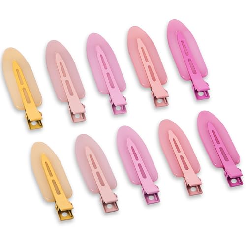10 Pcs Creaseless No Crease No Bend Flat Hair Clips For Styling Non Slip Makeup Clips For Women Salon Hairstyle,Jelly Orange Pink Rose Red - color: Jelly Orange Pink Rose Red