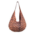 ENBEI Leopard Print Tote Bag for Women Leather Strap Shoulder Tote, Soft Faux Suede Large Tote with Button, Foldable Fashion hobo bag for Travel, Work & Daily Use | Leather Strap