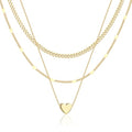 WomenGifts Layered Gold Necklaces for Women, 14K Gold Sterling Silver Plated Dainty Pendant Necklace Set Non Tarnish, Chunky Stackable Cuban Chain Choker, Trendy Birthstone Vacation Jewelry Gift - color: Gold, style: Heart Trio
