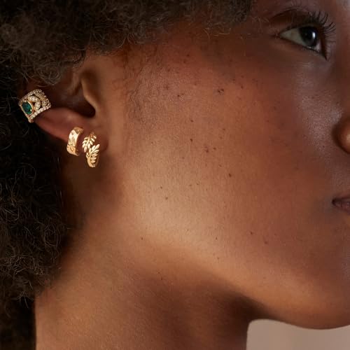 MYEARS Women Earrings Gold Huggie Hoop 14K Small Simple Hypoallergenic Everyday Jewelry - style: Foil Textured Band