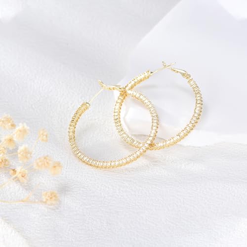 14K Gold Hoop Earrings for Women Gold Earrings for Women 14K gold Hoops Earring Jewelry Gifts - style: Textured Circle