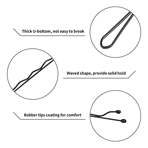Vaincre Black Bobby Pin for Buns, 150 Count Hair Pins Bulk with Storage Case, Pain-Free Hair Clips for Women and Girls (Black, 2 inch) - color: Black