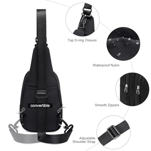 cakang Womens Sling Bag Crossbody Bags for Women Vegan Leather Sling Backpack Daypack Fanny Pack Crossbody Purse Travel - color: 6-black-small
