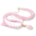 Healing Crystal Necklaces for Women Trendy Natural Stone Beaded Long Pendant Necklaces for Womens Handmade Bohemian Fashion Necklace Jewelry Gift - color: Rose Quartz