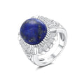 AIBAO 4-12 Ct Large Oval Engagement Rings for Women Natural Turquoise/Lapis Lazuli/Malachite Celtic/Infinity/Love Knot Halo Ring Size 6 to 10 Anniversary Christmas Valentines Gift - style: 9.5 Ct Lapis Lazuli & Created White Sapphire
