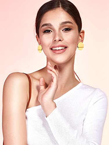 Glenmal Gold Statement Earrings for Women Large Gold Geometric Earrings Woven Twisted Leaf Earring Jewelry Gift - style: Round Style
