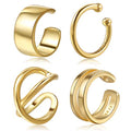 CHIC & ARTSY 925 Sterling Silver Ear Cuffs for Women, Non Piercing Clip On Cartilage Cuffs, Adjustable Fake Conch & Helix Earrings, Gold Plated & Oxidized Various Styles - color: ear cuff #5