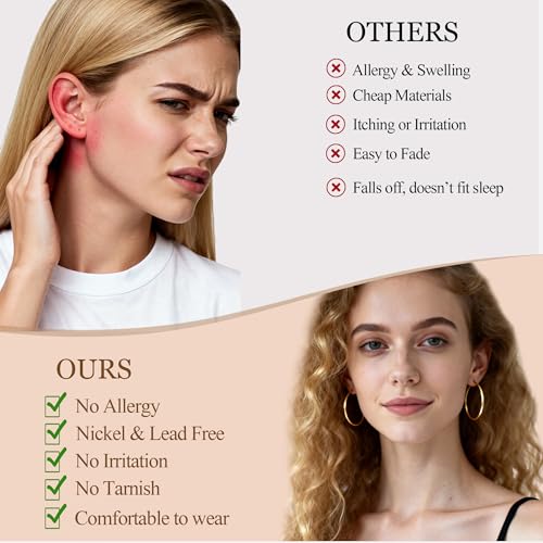 9 Pairs Small Gold/Silver Hoop Huggie Earrings Set for Women, 14K Gold Plated Chunky Hoop Small Earring Hypoallergenic Thick Open Lightweight Chunky Hoop Earrings Jewelry for Gifts - color: 5Gold5Silver