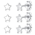 3 Pairs 925 Sterling Silver Star Stud Earrings for Women,Tiny Simple Geometric Stud Earrings Set Small Hypoallergenic Cartilage Tragus Ear Jewellery for Men (3/4/5mm) - color: 06 Silver-3 Pairs-5mm