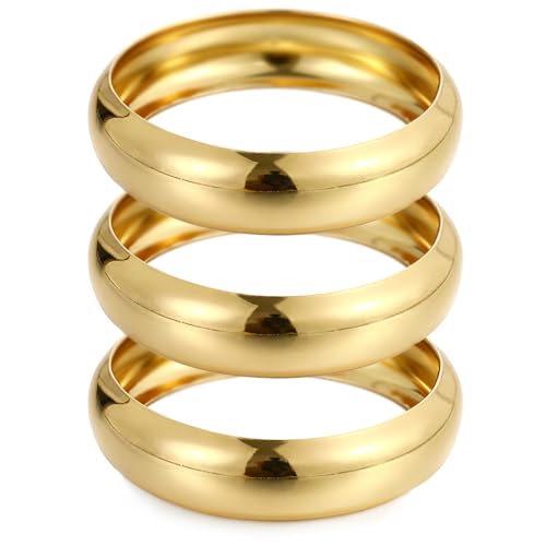 Chunky Gold Bangle Bracelets for Women, Dainty 14k Gold Plated Big Stackable Bangles Set, Trendy Cuff Bracelet Stack Fashion Jewelry Gifts - style: A2-gold