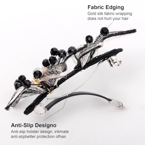 Mistofu DIY Copper Wire Metal Hand-woven High-level design Barrettes Elegant Hair Accessories, Gifts for Women Girls (black-c) - color: black-c