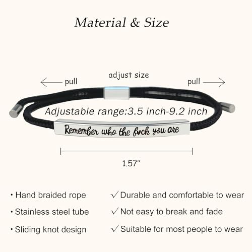 LINY Inspirational Gifts for Women Men, Dont Let The Hard Days Win Gifts, Motivational Inspirational Tube Bracelets Friendship Birthday Meaningful Gift for Friends Female - color: Remember Who-Tube Black+Silver