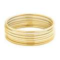 Glossy Thin Round Bangle Bracelet Set for Women, Set of 7 - color: Gold