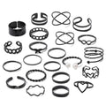 Lnnmomn 22 Pcs Gold/Silver Rings Set for Women, Sparkling Dainty Simple Trendy Ring Pack, Butterfly Diamond Opening Multi Joint Ring Set Love Pearl Ring Jewelry Gifts for Womens, Gifts for Her - color: Black