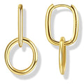MILACOLATO 925 Sterling Silver Hoop Earrings for Women 18K Gold/Rhodium Plated Drop Dangle Hoop Earrings with Charms Cross Spike Moon Star Paperclip Link Statement Earrings Convertible Link Huggie Earrings Hypoallergenic - color: Gold Tone : Hoop with Dan